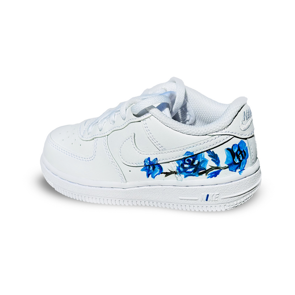 Custom Hand Painted Floral Nike Air Force 1's Blue 
